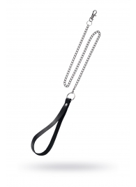 Поводок с ручкой из черной натуральной кожи и карабином для ошейника - Pecado - купить с доставкой в Братске