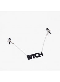 Зажимы на соски с кожаной подвеской Bitch - Crazy Handmade - купить с доставкой в Братске