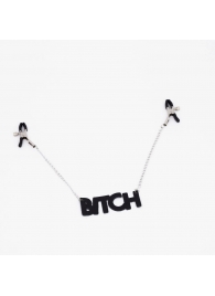 Зажимы на соски с кожаной подвеской Bitch - Crazy Handmade - купить с доставкой в Братске