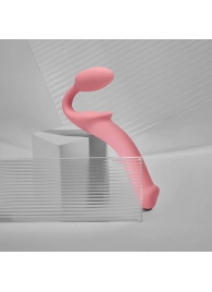 Розовый безремневой страпон Strap-on-me Semi-Realistic Bendable Strap-On size S - Strap-on-me - купить с доставкой в Братске