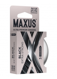 Черные утолщенные презервативы MAXUS Extra Strong с железным кейсом - 3 шт. - Maxus - купить с доставкой в Братске