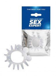 Эластичное эрекционное кольцо с шариками и лучами - Sex Expert - в Братске купить с доставкой