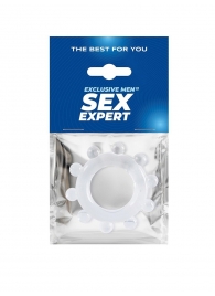 Прозрачное эрекционное кольцо со стимулирующими шариками - Sex Expert - в Братске купить с доставкой