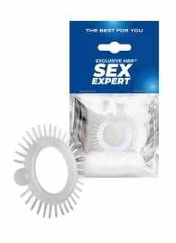 Эластичное эрекционное кольцо с шипиками и шариком - Sex Expert - в Братске купить с доставкой