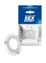 Эластичное эрекционное кольцо с 3 шариками и шипами - Sex Expert - в Братске купить с доставкой