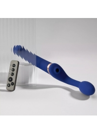 Синий безремневой страпон Multi Orgasm Bendable Strap-On size L с клиторальной стимуляцией - Strap-on-me - купить с доставкой в Братске