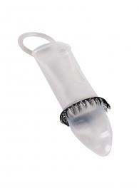 Закрытая насадка на пенис с подхватом мошонки и стимулирующими «ресничками» - Sextaz - в Братске купить с доставкой