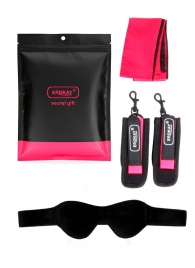 Черно-розовый эротический набор: маска, наручники и повязка - Erokay - купить с доставкой в Братске