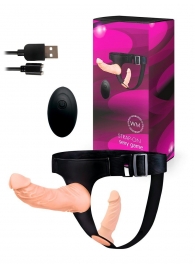 Женский страпон с 2 насадками, вибрацией и пультом ДУ - Erowoman-Eroman - купить с доставкой в Братске