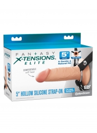 Телесный пустотелый фаллопротез 5’’ Hollow Silicone Strap-On - 14 см. - Pipedream - купить с доставкой в Братске