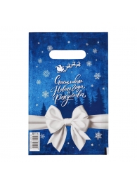 Сине-белый подарочный новогодний пакет с вырубной ручкой (20х30 см) - Сима-Ленд - купить с доставкой в Братске
