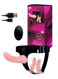 Женский страпон с 3 насадками и вибрацией - Erowoman-Eroman - купить с доставкой в Братске