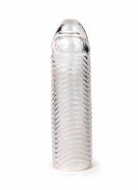 Прозрачная закрытая насадка на пенис с ребрышками - 16 см. - Sex Expert - в Братске купить с доставкой