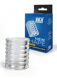 Прозрачная сквозная насадка на пенис с ребрышками - Sex Expert - в Братске купить с доставкой
