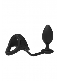 Черное эрекционное кольцо с анальной пробкой Cockstrap With Anal Plug - Dream Toys - в Братске купить с доставкой