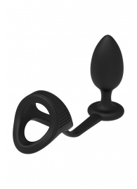 Черное эрекционное кольцо с анальной пробкой Cockstrap With Anal Plug - Dream Toys - в Братске купить с доставкой