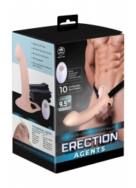 Телесный полый страпон с вибрацией Erection Agents - 24,1 см. - NMC - купить с доставкой в Братске