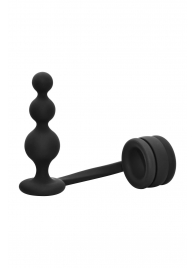 Черное эрекционное кольцо с анальной елочкой Cockring With Beaded Anal Plug - Dream Toys - в Братске купить с доставкой