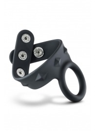 Черное эрекционное кольцо с подхватом мошонки на кнопках VS6 - Blush Novelties - в Братске купить с доставкой
