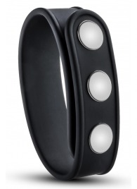 Черное эрекционное кольцо на кнопках - Blush Novelties - в Братске купить с доставкой