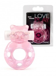 Розовое эрекционное виброкольцо в форме мишки - 1137 - в Братске купить с доставкой