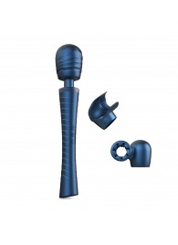 Синий вибромассажёр с насадками Man.wand Edgy - Manwan - в Братске купить с доставкой