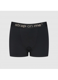 Черные трусики-боксеры для фиксации насадок Strap-on-me Harness Lingerie Allure - size XS - Strap-on-me - купить с доставкой в Братске