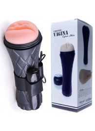 Телесный мастурбатор-вагина в черной колбе с вибрацией - Boys of Toys - в Братске купить с доставкой