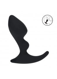 Черная анальная пробка для массажа простаты Double Ripple Silicone Prostate Massager - Shots Media BV - в Братске купить с доставкой
