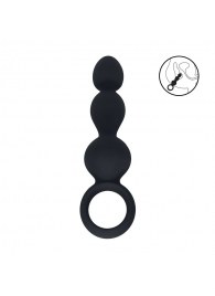 Черная анальная елочка Beaded Silicone Anal Probe with Loop - Shots Media BV