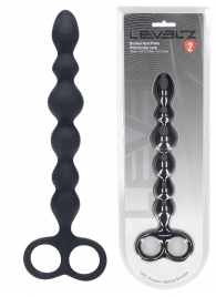 Черная анальная цепочка Beaded Silicone Anal Probe with Double Loop - 24 см. - Shots Media BV