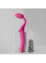 Ярко-розовый безремневой страпон Strap-on-me Vibrating Bendable Strap-On size M - Strap-on-me - купить с доставкой в Братске