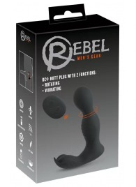 Черная анальная пробка с вибрацией, вращением и пультом ДУ RC Butt Plug with 2 Functions - Orion - в Братске купить с доставкой