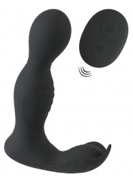 Черная анальная пробка с вибрацией, вращением и пультом ДУ RC Butt Plug with 2 Functions - Orion - в Братске купить с доставкой