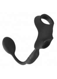Черное виброкольцо с анальной пробкой Cock Ring with RC Butt Plug - Orion - в Братске купить с доставкой