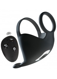 Черная вибронасадка для эрекции и стимуляции мошонки Cock ring with RC ball massager - Orion - в Братске купить с доставкой