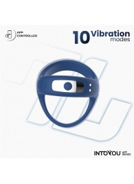 Синее интерактивное эрекционное виброкольцо Rank - Intoyou - в Братске купить с доставкой