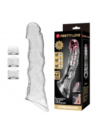 Прозрачный фаллоудлинитель с 3 вставками - 28 см. - Baile - в Братске купить с доставкой