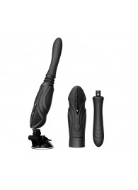 Черная секс-машина с функцией нагрева, насадками и присоской Sesh - Zalo - купить с доставкой в Братске