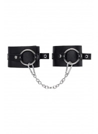 Черные оковы из толстой кожи с люверсами - Pecado - купить с доставкой в Братске