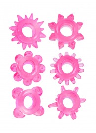 Набор из 6 розовых эрекционных колец с различным рельефом - Erowoman-Eroman - в Братске купить с доставкой