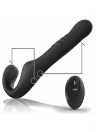 Черный безремневой страпон с вибрацией и возвратно-поступательными движениями - 24 см. - Ibiza - купить с доставкой в Братске