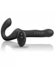Черный безремневой страпон с вибрацией и возвратно-поступательными движениями - 24 см. - Ibiza - купить с доставкой в Братске