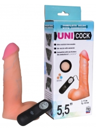 Фаллическая насадка Харнесс UNICOCK 5,5  с вибрацией - 17 см. - LOVETOY (А-Полимер) - купить с доставкой в Братске