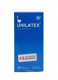 Классические презервативы Unilatex Natural Plain - 12 шт. + 3 шт. в подарок - Unilatex - купить с доставкой в Братске