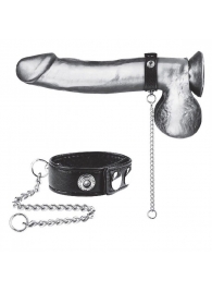 Утяжка на пенис с поводком Snap Cock Ring With 12  Leash - BlueLine - купить с доставкой в Братске