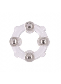 Эрекционное кольцо с 4 бусинами MENZSTUFF STUD RING CLEAR - Dream Toys - в Братске купить с доставкой