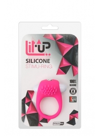 Розовое эрекционное кольцо с щеточкой LIT-UP SILICONE STIMU RING 5 - Dream Toys - в Братске купить с доставкой