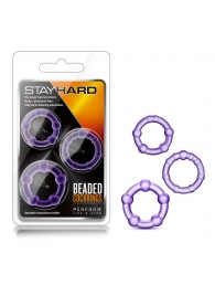 Набор из 3 фиолетовых эрекционных колец Stay Hard Beaded Cockrings - Blush Novelties - в Братске купить с доставкой