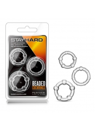 Набор из 3 прозрачных эрекционных колец Stay Hard Beaded Cockrings - Blush Novelties - в Братске купить с доставкой